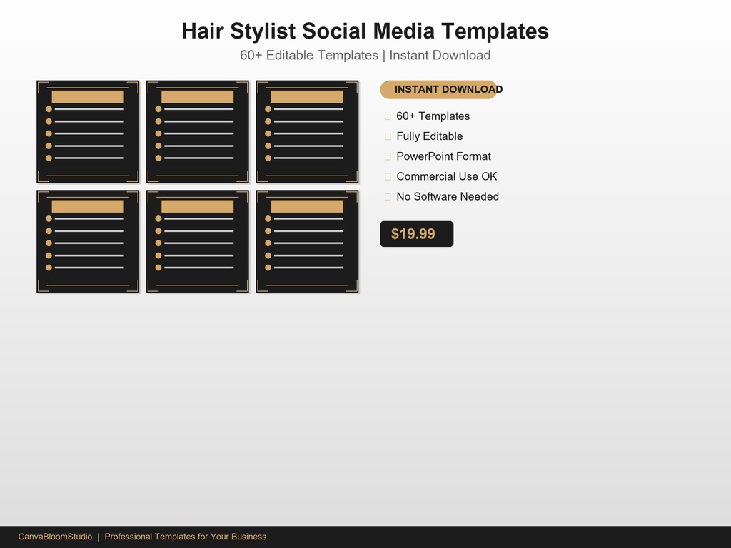 [美容師向け] SNS投稿テンプレート 60枚+ | PowerPoint編集可能