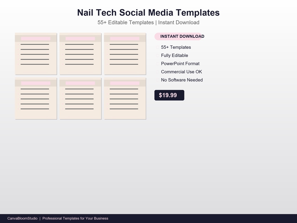[ネイリスト向け] SNS投稿テンプレート 55枚+ | PowerPoint編集可能