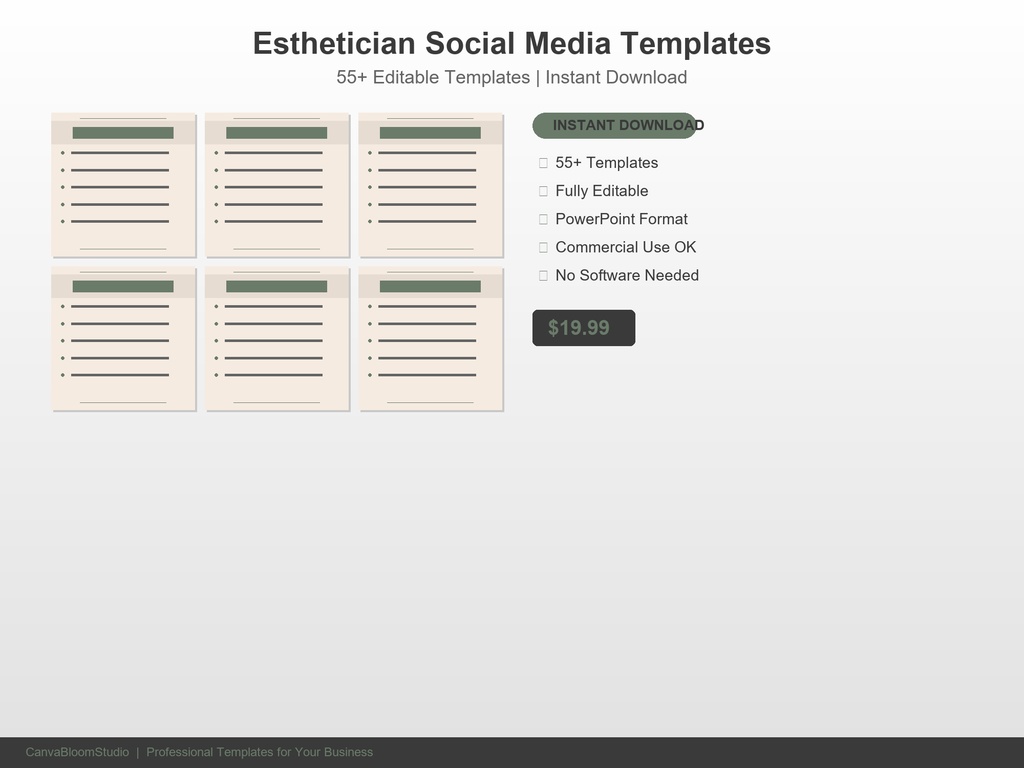 [エステティシャン向け] SNS投稿テンプレート 55枚+ | PowerPoint編集可能