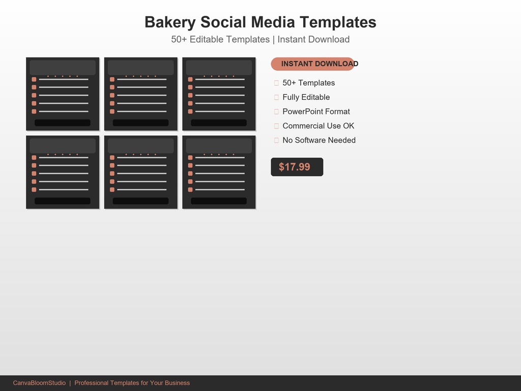 [パン屋・ベーカリー向け] SNS投稿テンプレート 50枚+ | PowerPoint編集可能