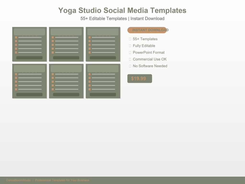 [ヨガスタジオ向け] SNS投稿テンプレート 55枚+ | PowerPoint編集可能