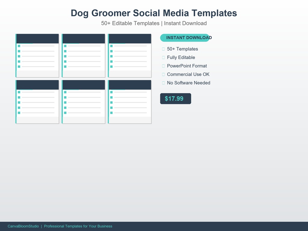 [トリマー・ペットサロン向け] SNS投稿テンプレート 50枚+ | PowerPoint編集可能