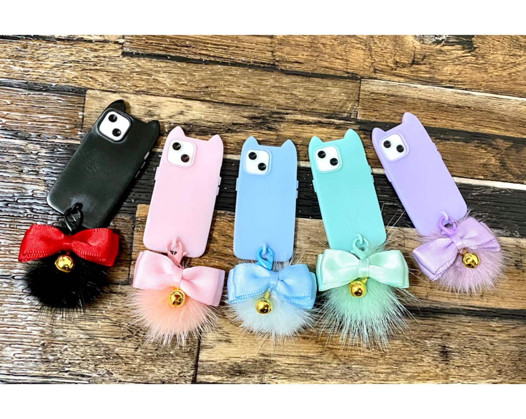 ポンポンリボンストラップ【ねこちPhone用】