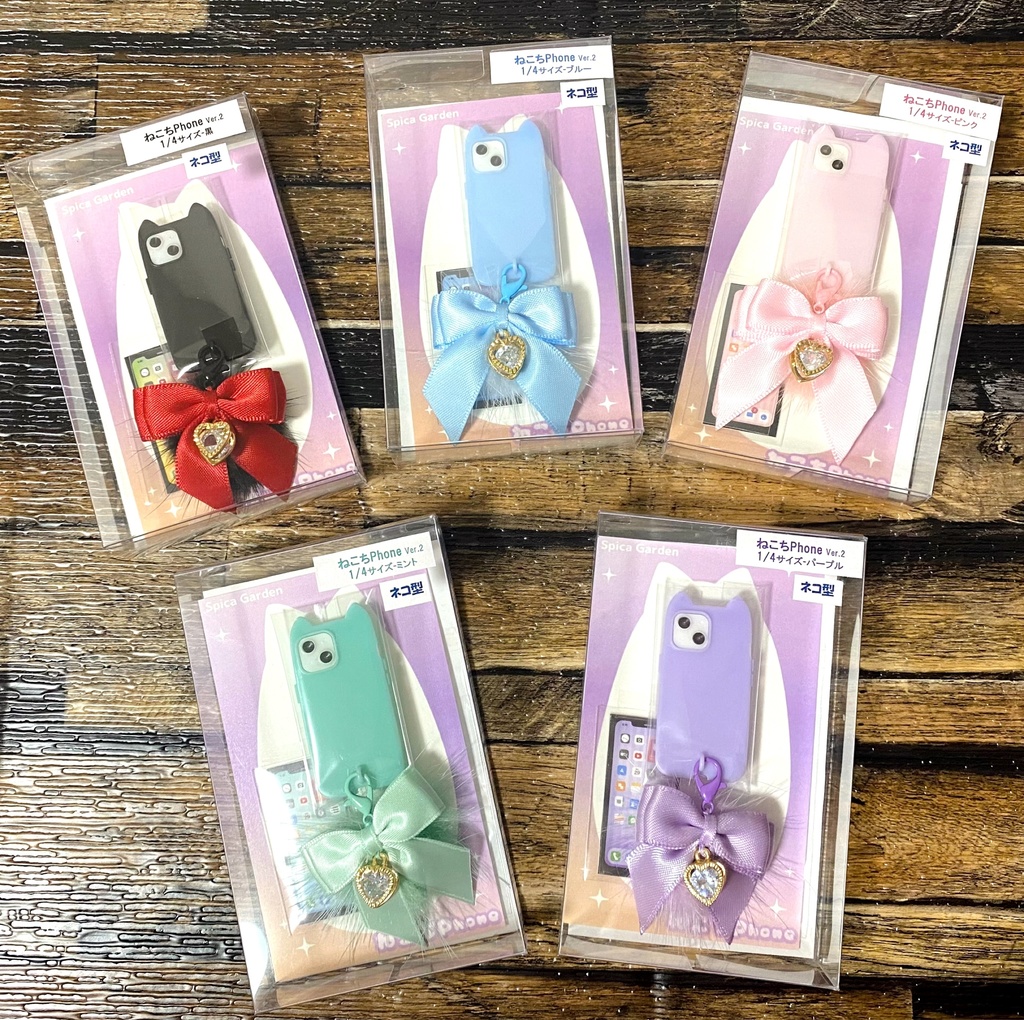 【ネコ型】ねこちPhone Ver.2とリボンストラップセット