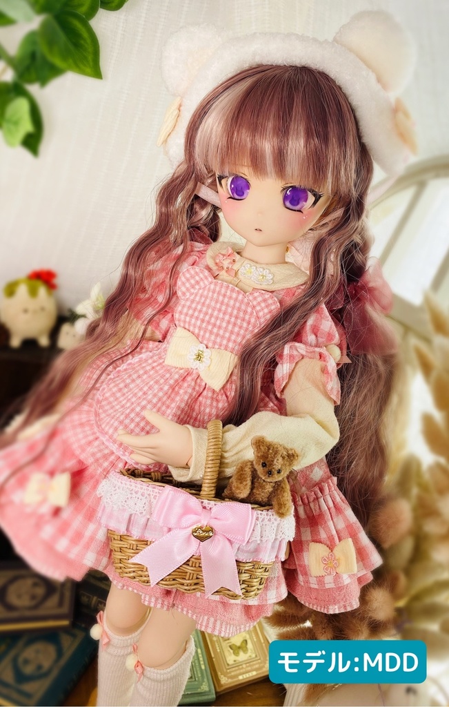 ドールかご（中）ギンガムチェックシリーズ