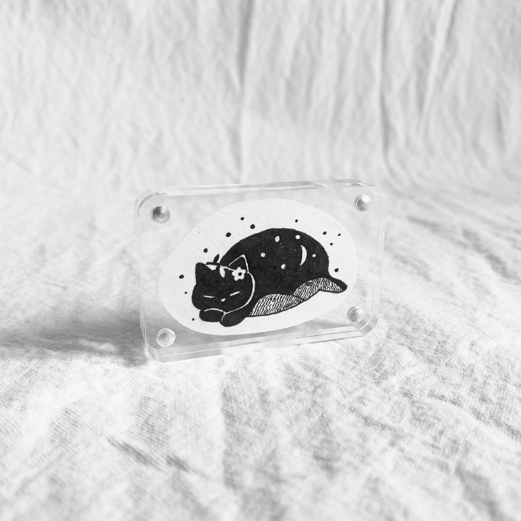 ペン画　「ねこやま」