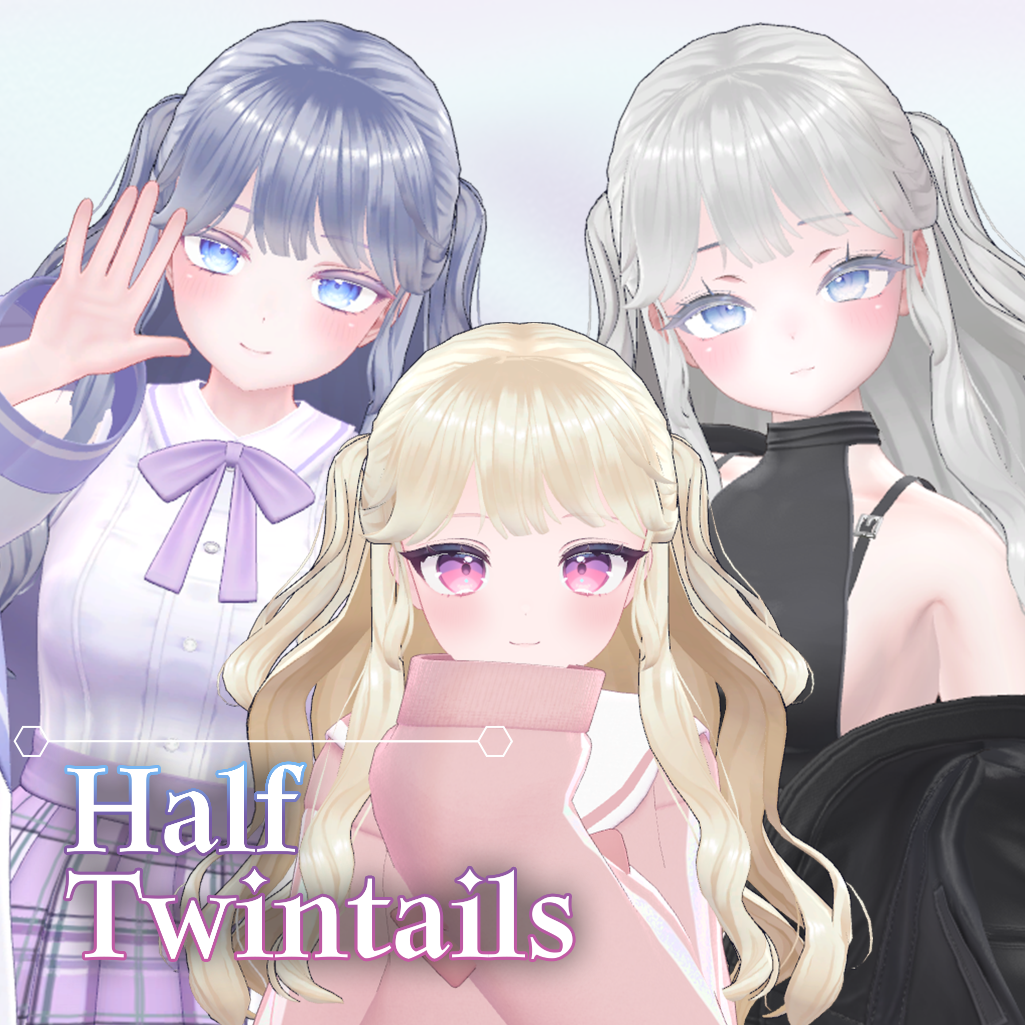 [VRC 髪型] Half twintails(6アバター対応)