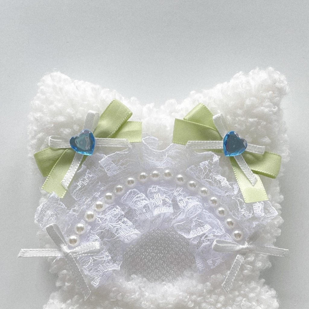 グリーン×ホワイトねこちゃん