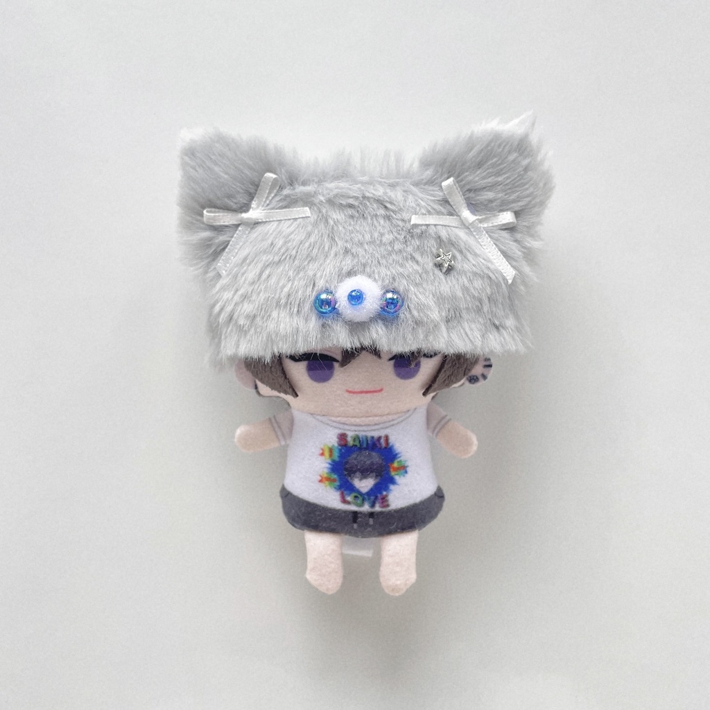 ねこさんグレー帽子 ホワイト