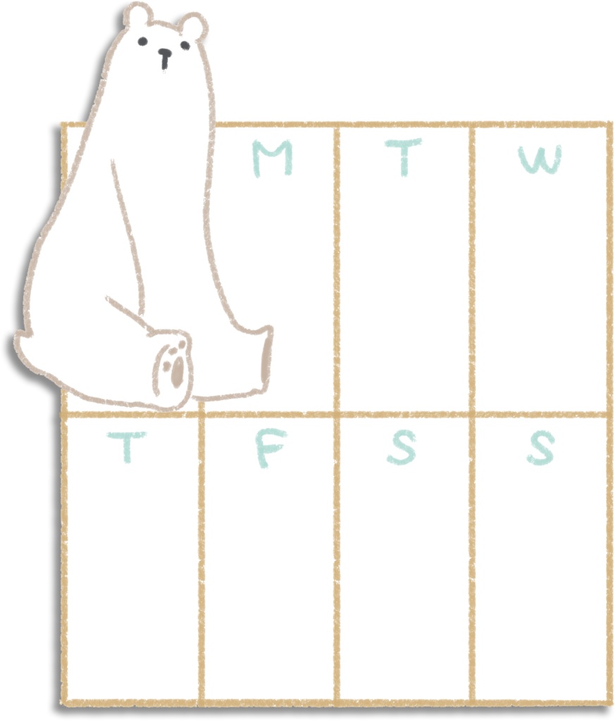 【デジタル手帳素材】ゆるくま(しろくま)ハビットトラッカーふせん