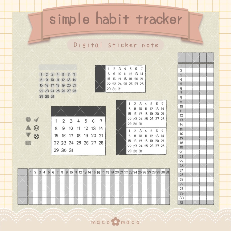 手帳スタンプ ハビットトラッカー - 事務用品
