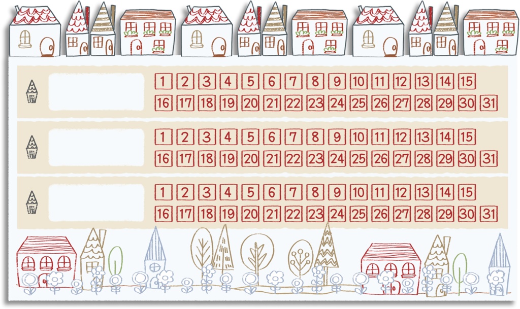 【デジタル手帳素材】北欧風イラストハビットトラッカーふせん