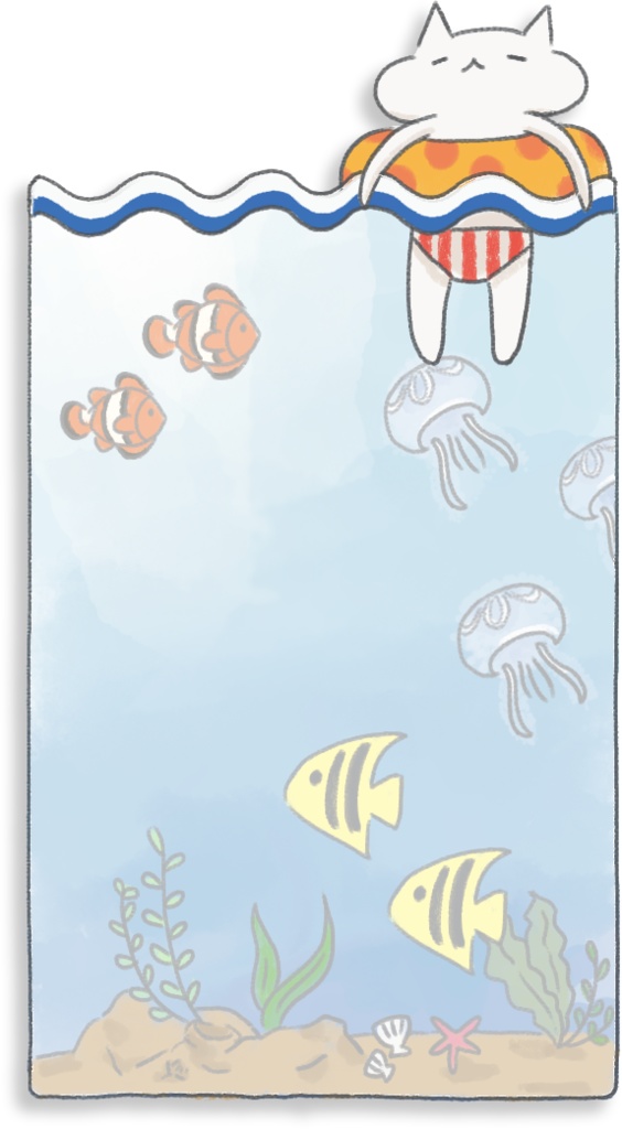 デジタル文具 ゆるねこ夏休みイラストふせん