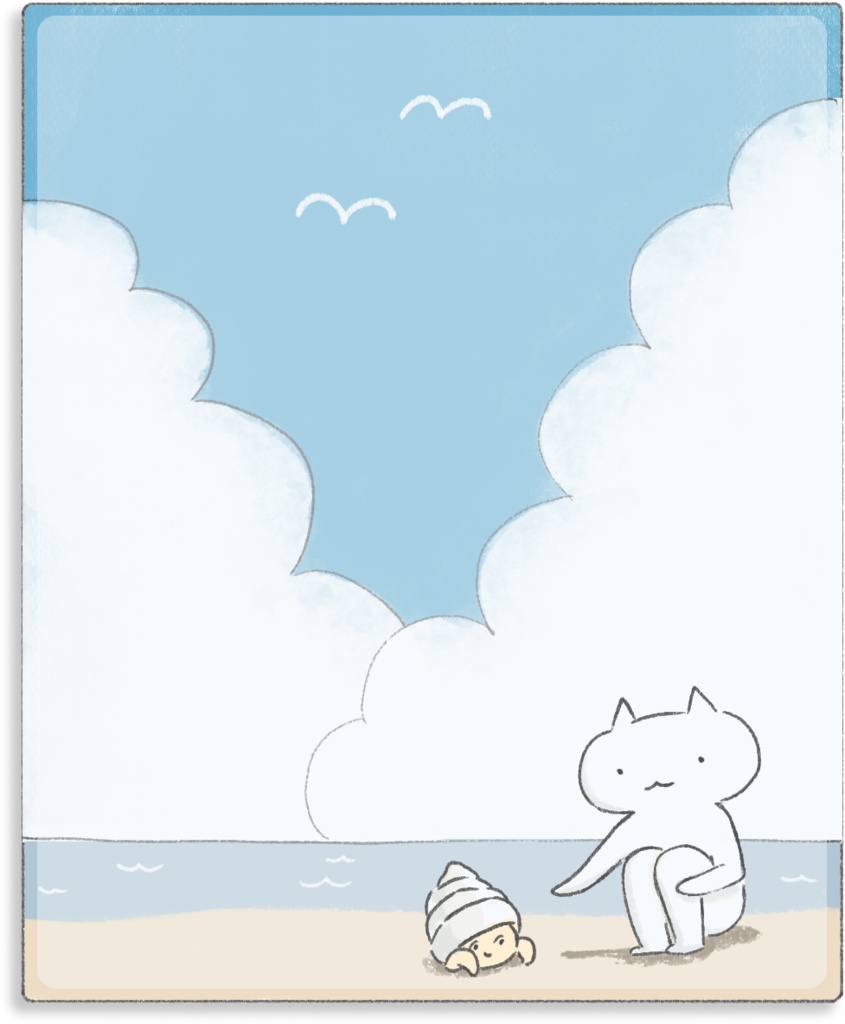 デジタル文具 ゆるねこ夏休みイラストふせん