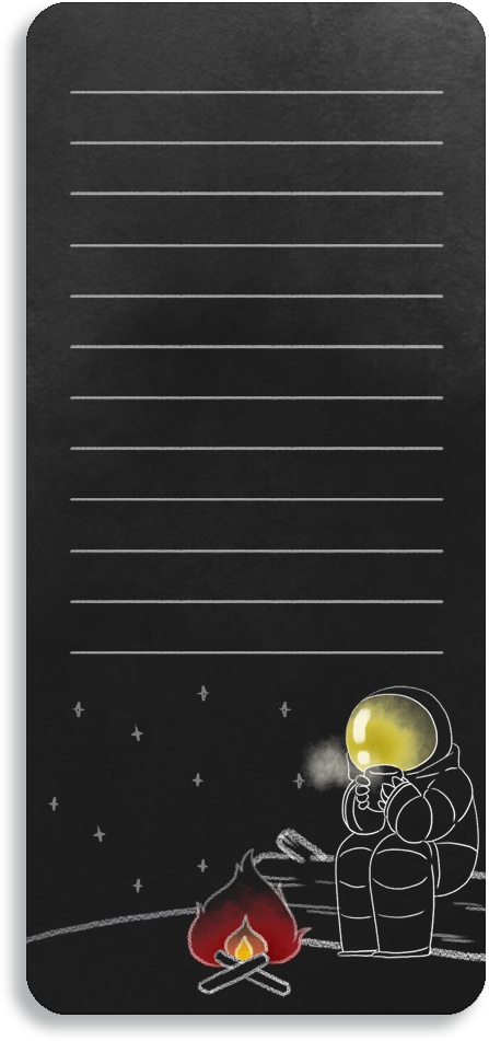 【デジタル手帳素材】宇宙でチルタイムなふせん