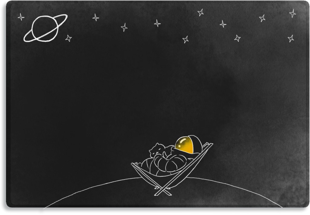 【デジタル手帳素材】宇宙でチルタイムなふせん