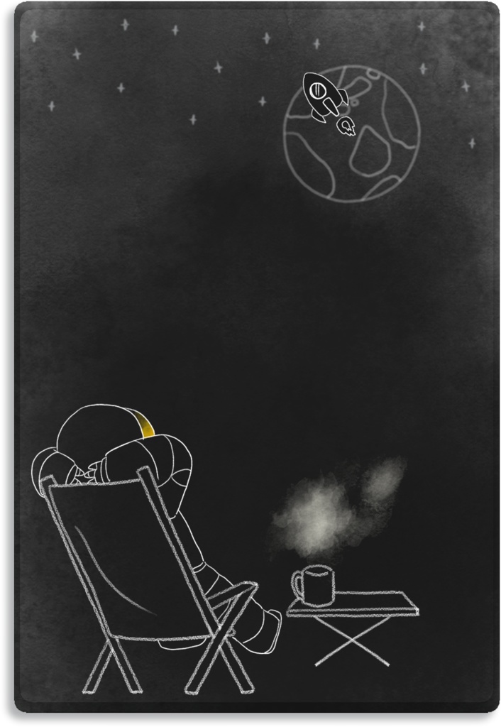 【デジタル手帳素材】宇宙でチルタイムなふせん