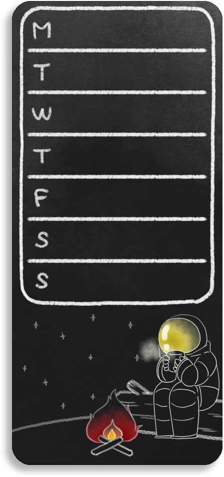 【デジタル手帳素材】宇宙でチルタイムなハビットトラッカーふせん