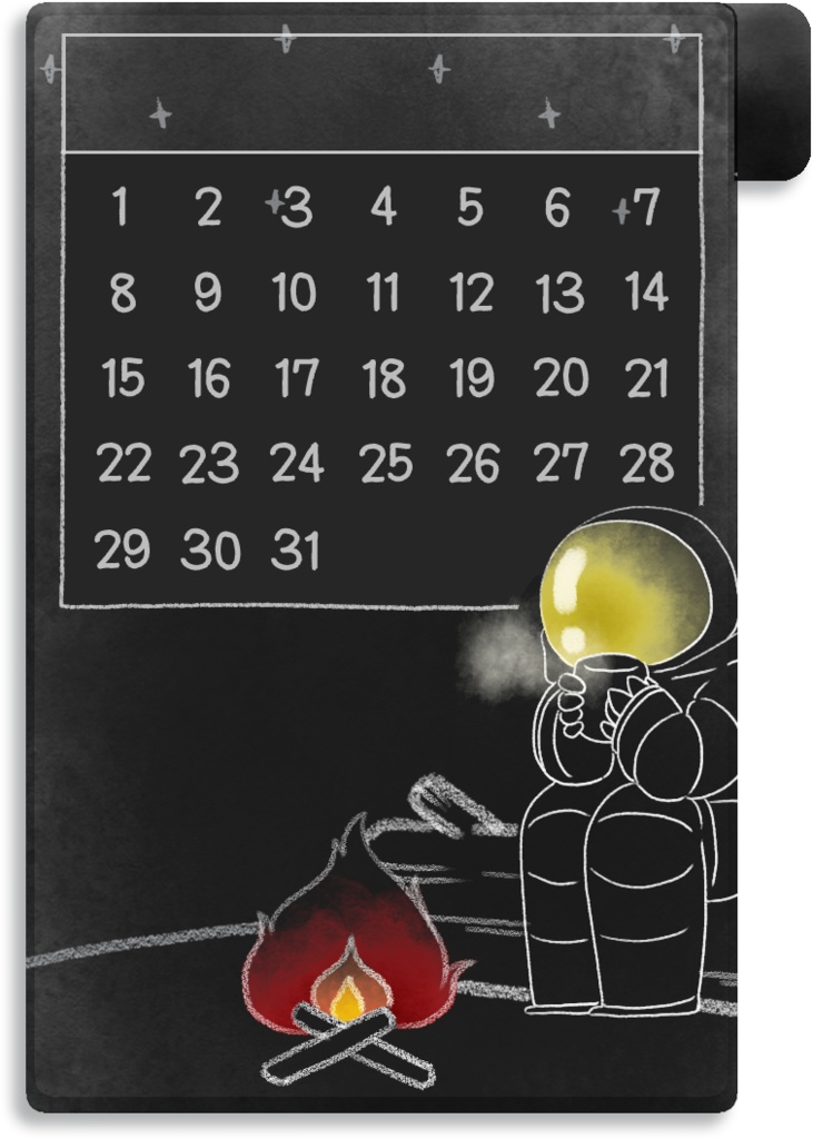 【デジタル手帳素材】宇宙でチルタイムなハビットトラッカーふせん