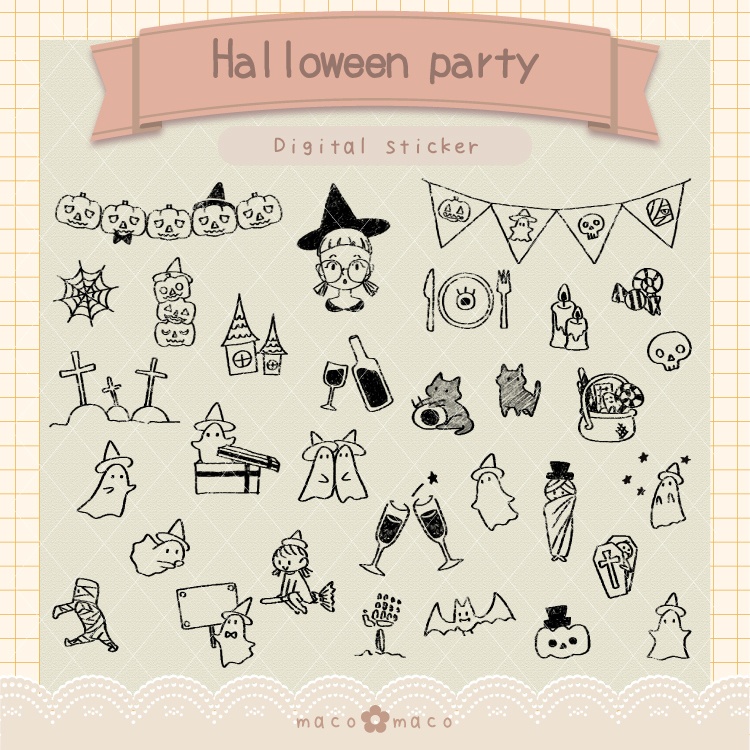 【デジタルプランナー用文具】ハロウィーンスタンプ