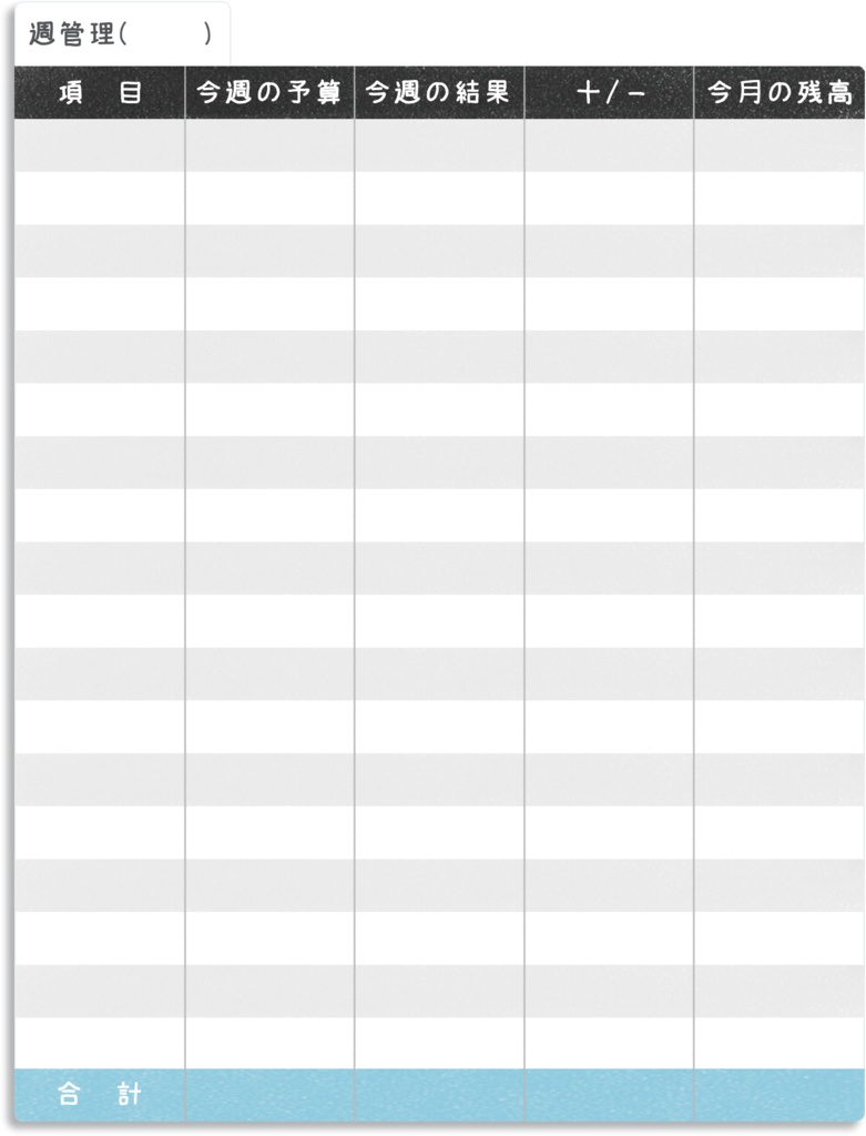 【デジタルプランナー用文具】ずぼらさんのシンプル週管理家計簿ふせん