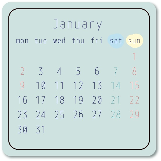 【デジタルプランナー用文具】2023年のカレンダー(モダンカラー / ミニタイプ)