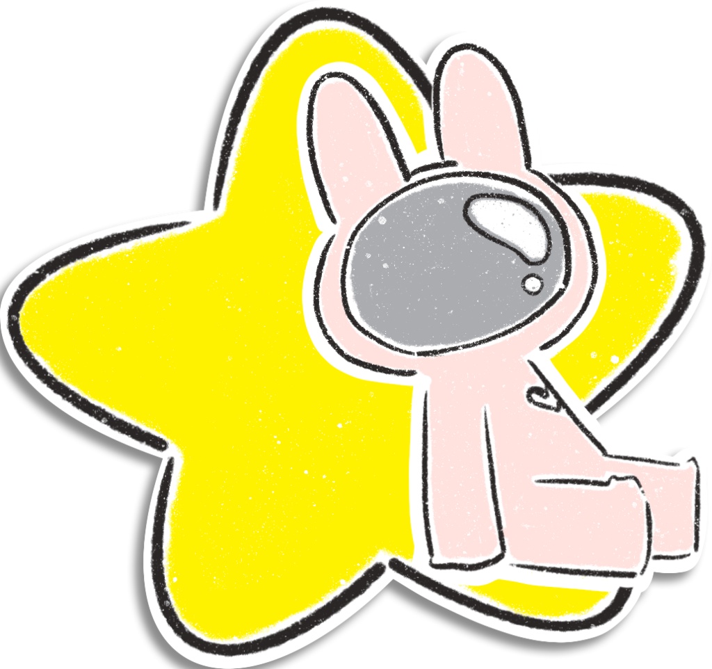 【デジタルプランナー用文具】ウサギの宇宙飛行士ステッカー