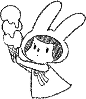 【デジタル手帳素材】らびこちゃんと夏の日常デジタルスタンプ(モノクロ)