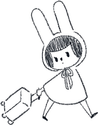 【デジタル手帳素材】らびこちゃんと夏の日常デジタルスタンプ(モノクロ)