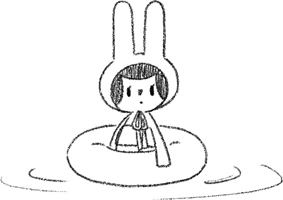 【デジタル手帳素材】らびこちゃんと夏の日常デジタルスタンプ(モノクロ)