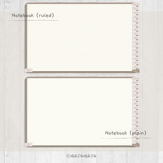 【日曜始まり】2024年デジタル手帳テンプレート"Cafétime" 10月始まり リンク付き(monthly&weekly+ノート)ipad goodnotes