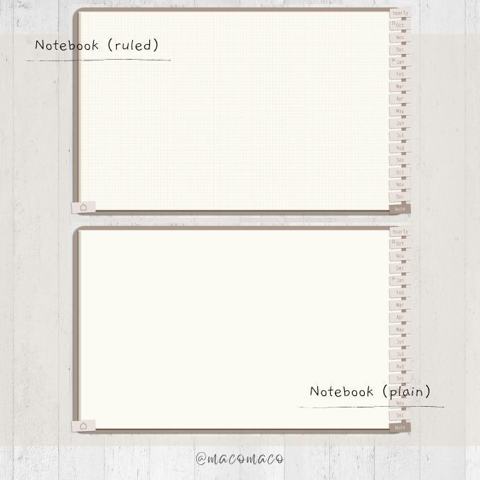 【月曜始まり】2024年デジタル手帳テンプレート"Cafétime" 10月始まり リンク付き(monthly&weekly+ノート)ipad goodnotes