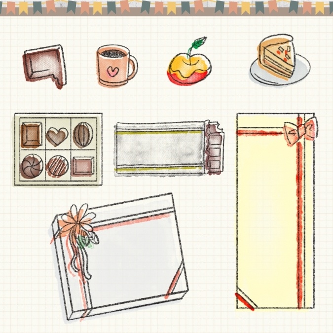 【イラスト素材】【デジタル手帳素材】素朴で可愛いお菓子なイラストのデジタルステッカー