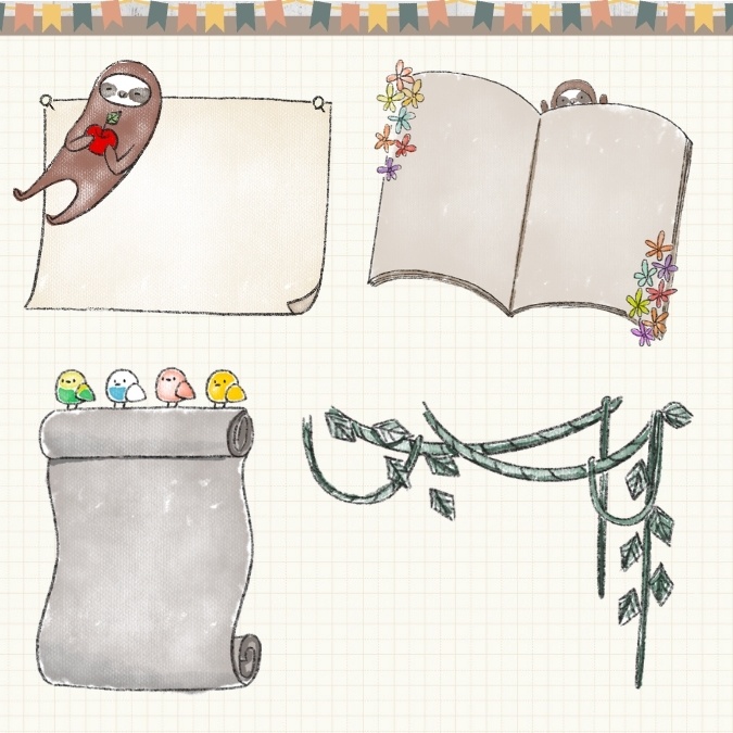 【イラスト素材】【デジタル手帳素材】「ナマケモノと森」のイラストデジタルステッカー