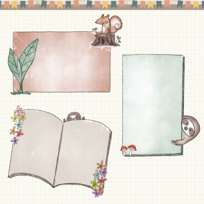 【イラスト素材】【デジタル手帳素材】「ナマケモノと森」のイラストふせん風デジタルステッカー