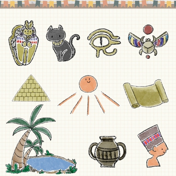 【イラスト素材】【デジタル手帳素材】古代エジプトっぽいイラストデジタルステッカー