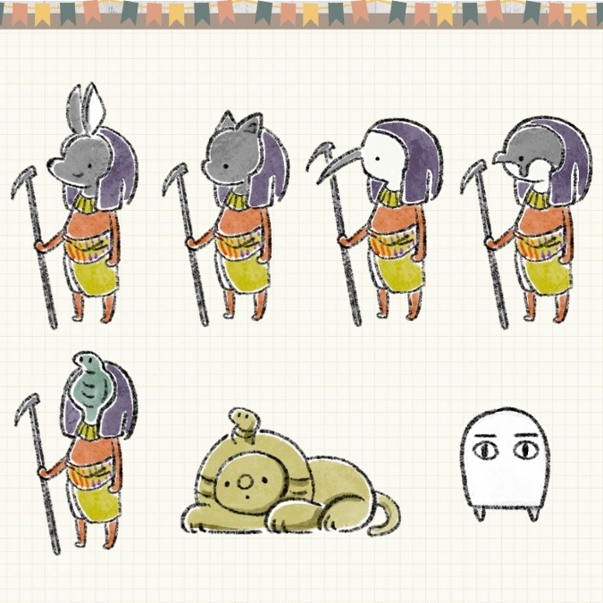 【イラスト素材】【デジタル手帳素材】古代エジプトっぽいイラストデジタルステッカー