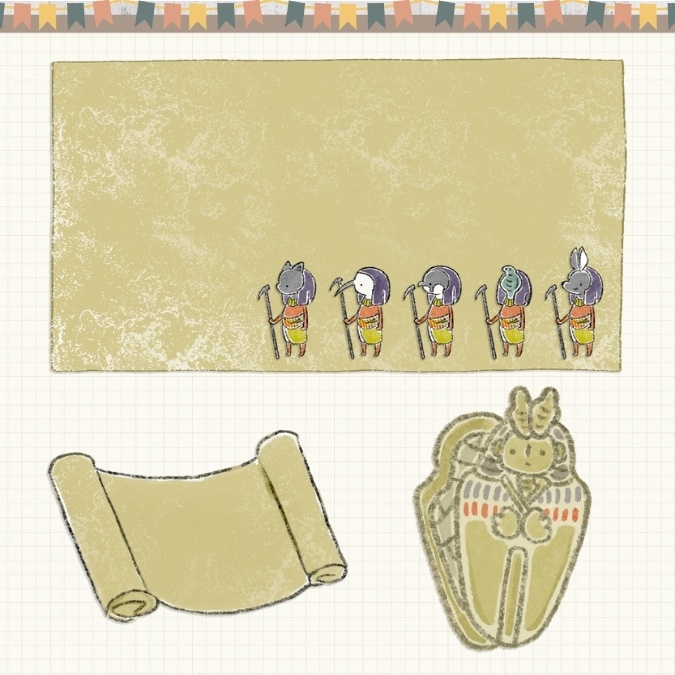【イラスト素材】【デジタル手帳素材】古代エジプトっぽいイラストふせん風デジタルステッカー