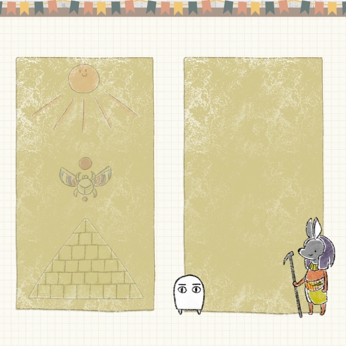 【イラスト素材】【デジタル手帳素材】古代エジプトっぽいイラストふせん風デジタルステッカー