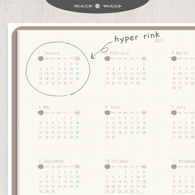 【2025年デジタルプランナー】【日曜始まり 祝日表記あり】"Cafétime" リンク付きPDF(monthly&weekly+ノート)ipad goodnotes プレゼント付き