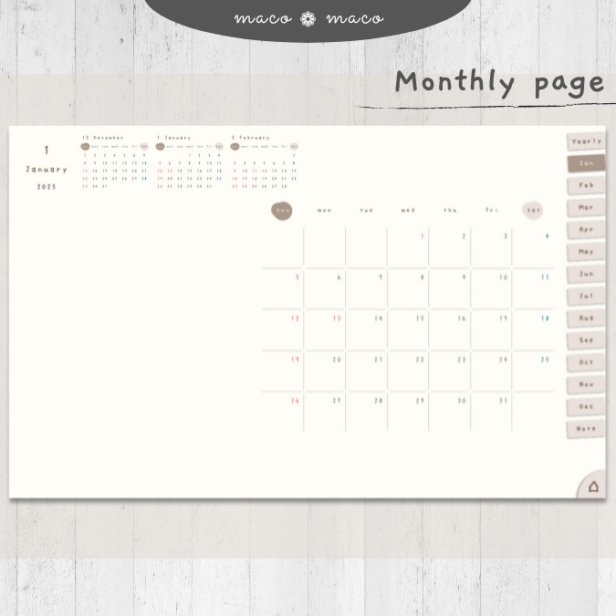 【2025年デジタルプランナー】【日曜始まり 祝日表記あり】"kawaii diary" リンク付きPDF(monthly&weekly+ノート)ipad goodnotes プレゼント付き