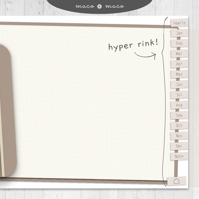 【2025年デジタルプランナー】【日曜始まり 祝日表記なし】"Cafétime" リンク付きPDF(monthly&weekly+ノート)ipad goodnotes プレゼント付き