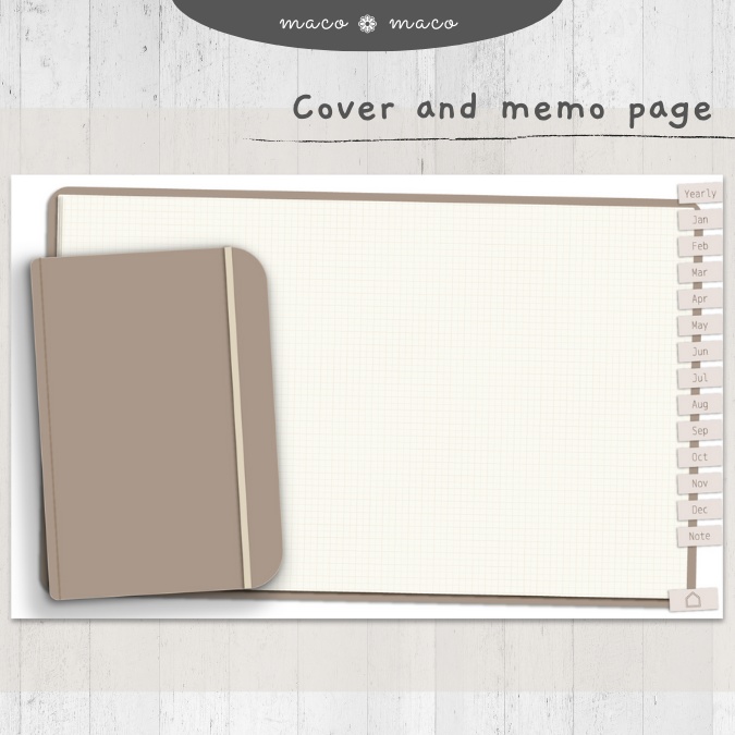 【2025年デジタルプランナー】【月曜始まり 祝日表記あり】"Cafétime" リンク付きPDF(monthly&weekly+ノート)ipad goodnotes プレゼント付き