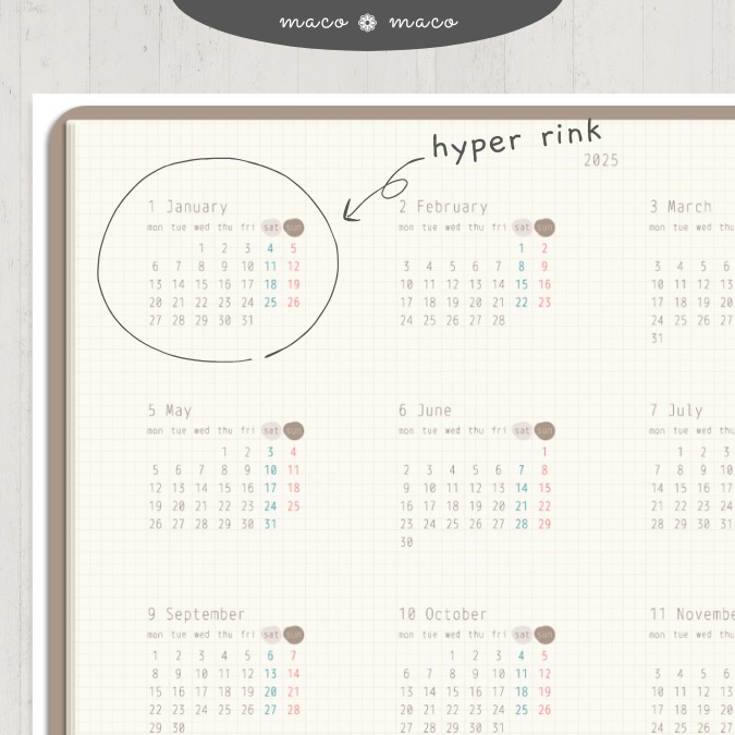 【2025年デジタルプランナー】【月曜始まり 祝日表記なし】"Cafétime" リンク付きPDF(monthly&weekly+ノート)ipad goodnotes プレゼント付き