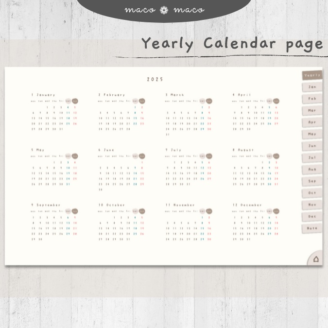【2025年デジタルプランナー】【月曜始まり 祝日表記なし】"kawaii diary" リンク付きPDF(monthly&weekly+ノート)ipad goodnotes プレゼント付き