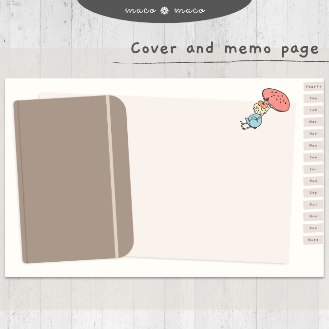 【2025年デジタルプランナー】【月曜始まり 祝日表記なし】"kawaii diary 「Lofi forest」" リンク付きPDF(monthly&weekly+ノート)ipad goodnotes プレゼント付き