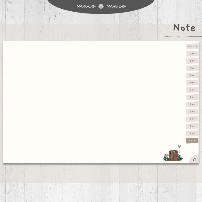 【2025年デジタルプランナー】【月曜始まり 祝日表記なし】"kawaii diary 「Lofi forest」" リンク付きPDF(monthly&weekly+ノート)ipad goodnotes プレゼント付き