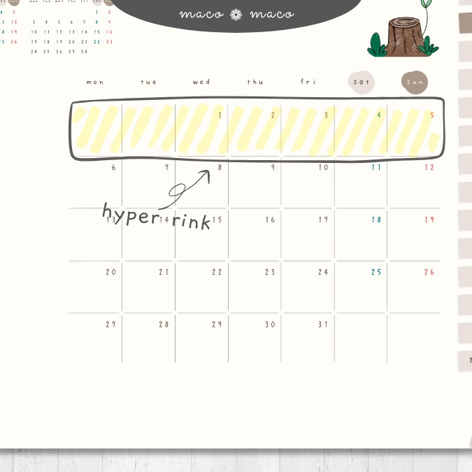 【2025年デジタルプランナー】【月曜始まり 祝日表記なし】"kawaii diary 「Lofi forest」" リンク付きPDF(monthly&weekly+ノート)ipad goodnotes プレゼント付き