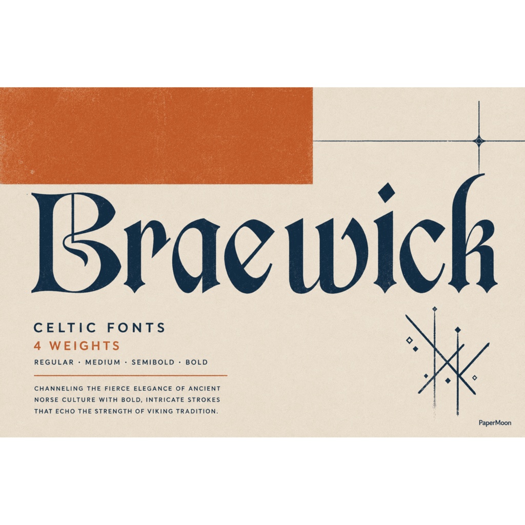 Braewick | ケルト・中世風ディスプレイ欧文フォント / Celtic Medieval Display Font