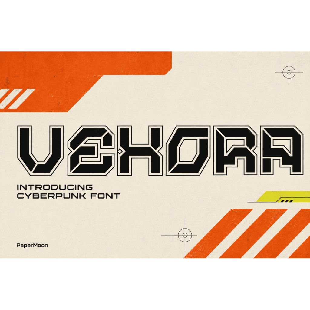 Vexora | サイバーパンク英字フォント / Cyberpunk Display Font